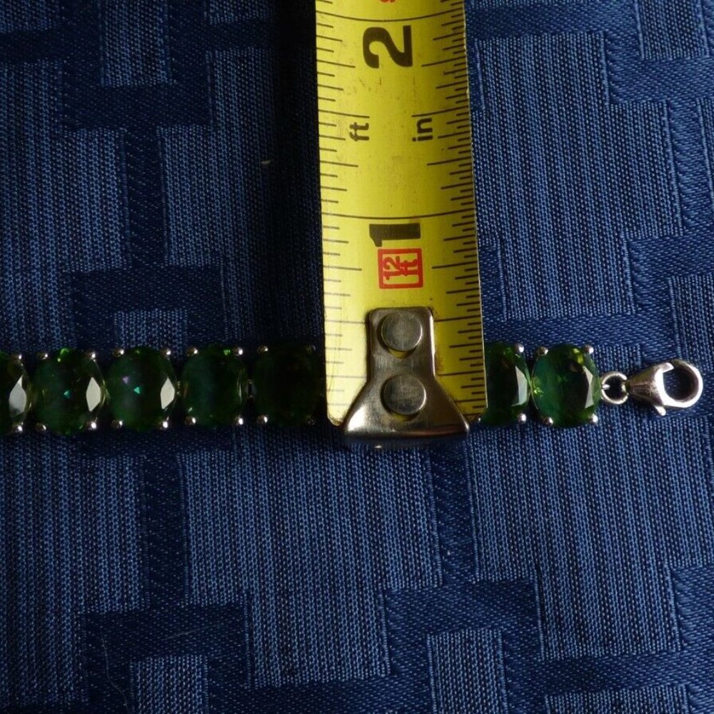 52.46CTS FERN GREEN QUARTZ 8MM X 10MM STERLING SILVER BRACELET LE 70 - Picture 11 of 11